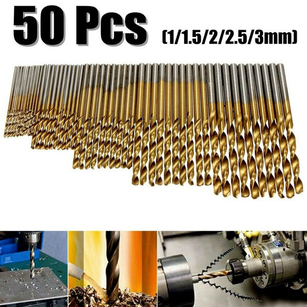 50PCS Twist Drill Bits HSS High Steel Titanium Wood Metal 1/1.5/2/2.5/3mm