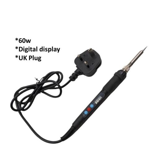 60W Soldering Iron Electronics Welding Digital display Adjustable Temp UK plug